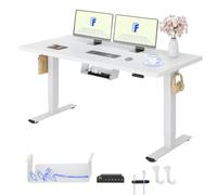 FLEXISPOT Bureau Assis Debout avec Double Moteur, 160x80 Une Pièce, Réglable en Hauteur avec Fonction Mémoire et Système Anti-Collision, Idéal pour Télétravail, Bureau à Domicile,Blanc + Blanc