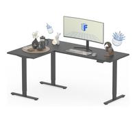 FLEXISPOT Bureau Assis Debout d'angle 180x120cm, Table en L avec 3 Pieds, Bureau Électrique Réglable en Hauteur avec 4 Boutons Mémoire et Système de Sécurité Anti-Collision (Noir)