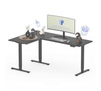 FLEXISPOT Bureau Assis Debout d'angle 180x120cm, Table en L avec 3 Pieds, Bureau Électrique Réglable en Hauteur avec 4 Boutons Mémoire et Système de Sécurité Anti-Collision (Noir)