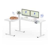 FLEXISPOT Bureau Assis Debout d'angle 180x120 cm, Bureau en L avec 3 Pieds, Bureau Électrique Réglable avec 4 Boutons Mémoire,Blanc
