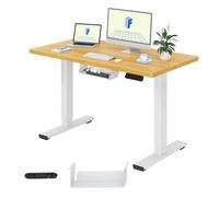 FlexiSpot Bureau Assis-Debout Électrique 100x60cm, Bureau Réglable en Hauteur avec Étagère et Crochet, Plateau d'une Pièce, Érable