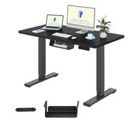 FlexiSpot Bureau Assis-Debout Électrique 100x60cm, Bureau Réglable en Hauteur avec Étagère et Crochet, Plateau d'une Pièce, Noir
