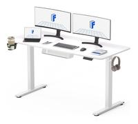 FlexiSpot Bureau Assis Debout Électrique 140x60cm, Bureau Réglable, Table d'ordinateur avec Crochet, Fonction Mémoire,Blanc