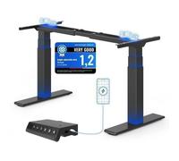 FlexiSpot Bureau Assis-Debout Électrique 200 kg, Double Moteur, Cadre 3 Sections, avec USB-C/A, Système Anti-Collision, Noir