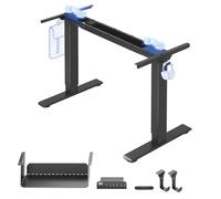 FLEXISPOT Bureau Assis Debout Électrique à 2 Moteurs | Cadre de Bureau Assis-Debout avec Panneau Smart à Fonctions Mémoires,Accessoires Pratiques,Système Anti-collision, Noir