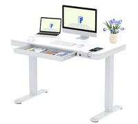 FLEXISPOT Bureau Assis Debout Électrique avec Affichage LED,Fonction Mémoire et Port USB,Table Électrique avec Tiroir pour Bureau à Domicile 120x60cm (Blanc Élégant)