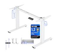 FLEXISPOT Bureau Assis Debout Électrique, Blanc | Cadre de Bureau Électrique 73,5-118 cm, Anti-Collision, 4 Mémoires, Accessoires Pratiques, Télétravail