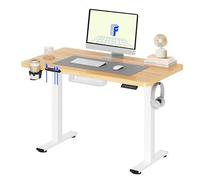 FLEXISPOT Bureau Assis Debout, Plateau de Une Pièce 110x54cm, Bureau Réglable en Hauteur Électrique, Panneau de Contrôle à Fonctions Mémoires, Assemblage Facile(Blanc+ Érable)