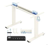 FLEXISPOT E1 Pro Bureau Assis Debout Électrique à 2 Moteurs | Cadre de Bureau Assis-Debout avec Panneau Smart à Mémoires,Accessoires Pratiques,Système Anti-collision, Mousse Blanc