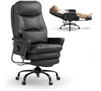 FlexiSpot Chaise de Bureau Ergonomique 3-en-1 Relax & Bureau, Inclinable à 165°, Repose-Pieds, Coussin Confort PU Épais, Noir