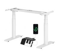 FLEXISPOT CylineX Pro Bureau Assis Debout avec Double Moteur, Cadre de Bureau Assis Debout avec Panneau à Touches Piano, Charge 200kg, Système Anti-Collision,Pied de Table Rond, Blanc