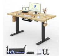 FLEXISPOT E1 Pro Bureau Assis Debout 140x80cm, 2 Moteurs, Bois Massif | Plateau 27mm Robuste, Charge 100kg, Système Anti-Collision, Commande 4 Mémoires, Idéal pour Bureau ou Télétravail