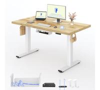 FLEXISPOT E1 Pro Bureau Assis Debout 140x80cm, 2 Moteurs, Bois Massif | Plateau 27mm Robuste, Charge 100kg, Système Anti-Collision, Commande 4 Mémoires, Idéal pour Bureau ou Télétravail