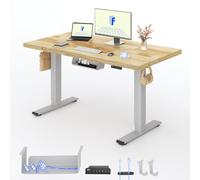 FLEXISPOT E1 Pro Bureau Assis Debout 140x80cm, 2 Moteurs, Bois Massif | Plateau 27mm Robuste, Charge 100kg, Système Anti-Collision, Commande 4 Mémoires, Idéal pour Bureau ou Télétravail