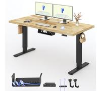 FLEXISPOT E1 Pro Bureau Assis Debout 160x80cm, 2 Moteurs, Bois Massif | Plateau 27mm Robuste, Charge 100kg, Système Anti-Collision, Commande 4 Mémoires, Idéal pour Bureau ou Télétravail