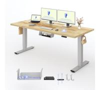 FLEXISPOT E1 Pro Bureau Assis Debout 180x80cm, 2 Moteurs, Bois Massif | Plateau 27mm Robuste, Charge 100kg, Système Anti-Collision, Commande 4 Mémoires, Idéal pour Bureau ou Télétravail