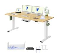 FLEXISPOT E1 Pro Bureau Assis Debout 180x80cm, 2 Moteurs, Plateau en Bambou | Plateau en Bambou 25mm Écoresponsable, Charge 100kg, Anti-Collision, Commande 4 Mémoires, Idéal pour Bureau ou Télétravail