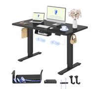 FLEXISPOT E1 Pro Bureau Assis Debout avec 2 Moteurs, 120x60cm | Charge 120kg, Système Anti-collision, Fonctions mémoire & Accessoires pratiques, Garantie 5 ans, Noir+Noir