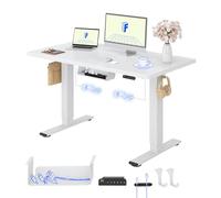 FLEXISPOT E1 Pro Bureau Assis Debout avec 2 Moteurs, 120x80cm | Charge 120kg, Système Anti-collision, Fonctions mémoire & Accessoires pratiques, Garantie 5 ans, Blanc+Blanc
