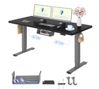 FLEXISPOT E1 Pro Bureau Assis Debout avec 2 Moteurs, 140x80cm | Charge 120kg, Système Anti-collision, Fonctions mémoire & Accessoires pratiques, Garantie 5 ans, Gris+Noir