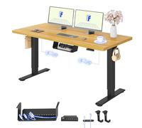 FLEXISPOT E1 Pro Bureau Assis Debout avec 2 Moteurs, 160x80cm | Charge 120kg, Système Anti-collision, Fonctions mémoire & Accessoires pratiques, Garantie 5 ans, Noir+érable