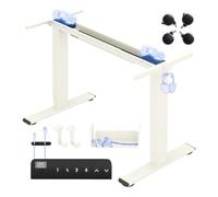 FLEXISPOT E1 Pro Bureau Assis Debout Électrique 2 Moteurs à roulettes | Compatible Plateaux 120-180 cm, Charge 100 kg, Panneau 4 mémoires, Garantie 5 ans, Mousse Blanc