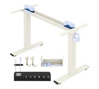 FLEXISPOT E1 Pro Bureau Assis Debout Électrique à 2 Moteurs | Cadre de Bureau Assis-Debout avec Panneau Smart à Mémoires,Accessoires Pratiques,Système Anti-collision, Mousse Blanc
