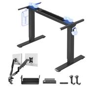 FLEXISPOT E1 Pro Bureau Assis Debout Électrique avec Support Double Écran | Compatible plateaux 120-180 cm, charge 100 kg, support double écran 17-32", 4 mémoires, garantie 5 ans, Noir