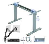 FLEXISPOT E1 Pro Bureau Assis Debout Électrique avec Support Double Écran | Compatible plateaux 120-180 cm, charge 100 kg, support double écran 17-32", 4 mémoires, garantie 5 ans, Bleu