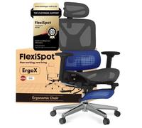 FlexiSpot ErgoX Chaise de bureau Ergonomique avec Repose-pieds, Appui-tête 3D, Accoudoirs 3D et Support Lombaire 5D, en Maille Gris