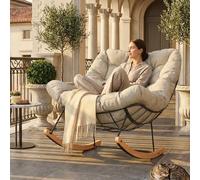 FLEXISPOT Fauteuil à Bascule XL, Charge 159kg avec Coussin & Appui-Tête | Fauteuil Allaitement, Rocking Chair, Fauteuil Relax, Balancement Doux, Coussin et Appui-Tête, Tissu Respirant, Garantie 3 Ans