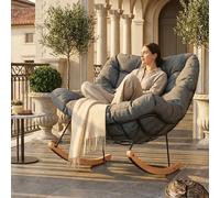 FLEXISPOT Fauteuil à Bascule XL, Charge 159kg avec Coussin & Appui-Tête | Fauteuil Allaitement, Rocking Chair, Fauteuil Relax, Balancement Doux, Coussin et Appui-Tête, Tissu Respirant, Garantie 3 Ans