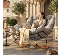FLEXISPOT Fauteuil à Bascule XL, Charge 159kg avec Coussin & Appui-Tête | Fauteuil Allaitement, Rocking Chair, Fauteuil Relax, Balancement Doux, Coussin et Appui-Tête, Tissu Respirant, Garantie 3 Ans
