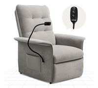 FLEXISPOT Fauteuil Relax Électrique avec Support Téléphone Intégré,Fauteuil TV avec Repose-Pieds et Dossier Réglables,Fauteuil Ergonomique Charge 150 kg pour Salon,Chambre et Home Cinéma,Gris Clair