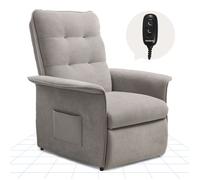 FlexiSpot Fauteuil Relax Électrique, Fauteuil Inclinable avec Dossier Réglable 105°-155°, Fauteuil TV de relaxion, Gris Claire
