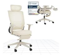 FLEXISPOT Foldex Chaise de bureau ergonomique pliable pour petits espaces avec soutien lombaire, accoudoirs réglables en hauteur, appuie-tête 2D, chaise de bureau avec repose-pieds Blanc