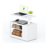 FLEXISPOT H7 Table de Lit 70x40cm avec Rangement, Réglable en Hauteur | Bureau Réglable 66-106 cm, Charge 7 kg, Table d’Appoint Idéale pour Ordinateur, Lecture, Travail ou Repas au Lit, Blanc