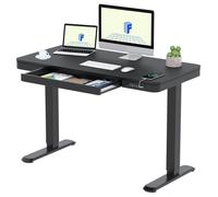 FlexiSpot Q3 Bureau Assis Debout 140x70cm avec Affichage LED, Fonction Mémoire et Port USB,Table Électrique avec Tiroir, Noir