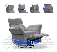 FlexiSpot Fauteuil Relaxant Électrique XR8 Cradle, Inclinable, Pivotant, Appuie-Tête 3D, Accoudoirs,Dossier Réglables, Gris