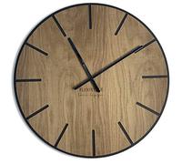 FLEXISTYLE EKO Grande Horloge Murale sans Bruit de tic-tac en Bois Noir 60 cm