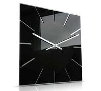 FLEXISTYLE Grande Horloge Murale Moderne 50 cm Design inhabituel Miroir Acrylique Noir pour Bureau, Salon, Chambre à Coucher silencieuse sans tic-tac