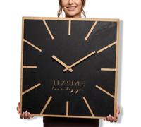 Grande horloge murale moderne carrée en bois Exact ECO, silencieuse, salon, chambre à coucher, fabriquée en UE (noire, 60 cm)
