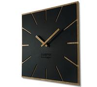 Grande horloge murale moderne carrée en bois Exact ECO, silencieuse, salon, chambre à coucher, fabriquée en UE (noire, 40 cm)