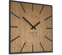 FLEXISTYLE Grande horloge murale moderne carréeBois ECO 40cm, Silence, aspect bois, chêne, salon, chambre, EU (Exact 40cm)