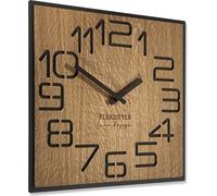 FLEXISTYLE Grande horloge murale moderne carréeBois ECO Diamètre 50cm, Silence, aspect bois, chêne, salon, chambre, EU (Digits 40cm)