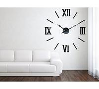 FLEXISTYLE Grande Horloge Murale Moderne DIY Admirable 3 XXL Roman 100-130cm Salon Chambre Fabriqué en UE Silencieuse Noir