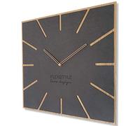 FLEXISTYLE Grande horloge murale moderne Exact ECO 50 cm, silencieuse, pour salon, chambre à coucher, fabriquée dans l'UE (noir (anthracite) et chêne bois
