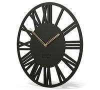 FLEXISTYLE Grande Horloge Murale pour Adulte - Diamètre : 50 cm - Rétro - en Bois de chêne - sans Bruit de tic-tac - pour Le Salon