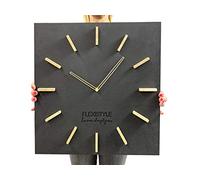 FLEXISTYLE Grande Horloge Murale rectangulaire EKO sans Bruit de tic-tac LOFT Grande - Noir - 50 cm (épaisseur 19 mm) - pour Salon, Chambre à Coucher - Fabriquée dans l'UE