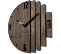 FLEXISTYLE Horloge murale Asymétrie horloge murale chêne salle de bain salon bois modernediamètre sans tic-tac aspect bois (brun, 30cm)